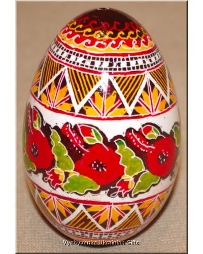 Ukrainian Goose Egg Hand Painted Pysanka — Poppy Garland