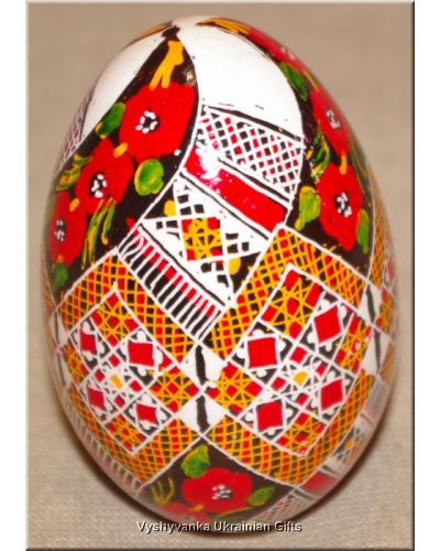 Ukrainian Goose Egg Hand Painted Pysanka — Poppy & Rushnyk