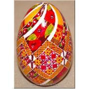 Ukrainian Goose Egg Hand Painted Pysanka — Poppy Rushnyk Diamond