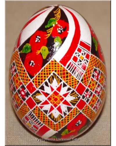 Ukrainian Goose Egg Hand Painted Pysanka — Poppy Rozha & Rushnyk