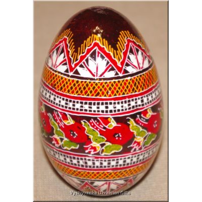 Ukrainian Goose Egg Hand Painted Pysanka — Poppy & Crystal Crown
