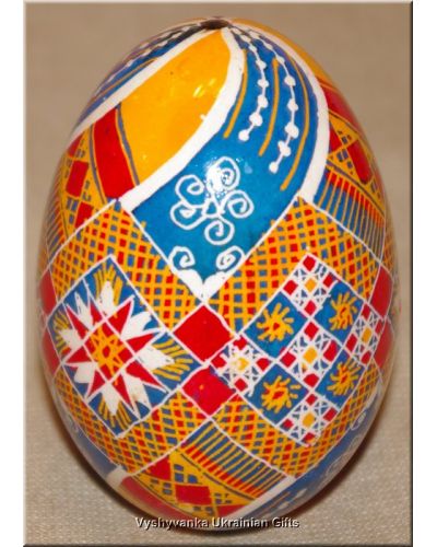 Colored Unique Ukrainian Goose Easter Egg Colored Unique Ukrainian Goose Easter Egg