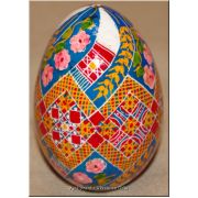 Ukrainian Pysanka Real Goose Egg — Cobalt Rose & Rushnyk