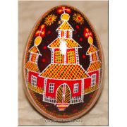 Ukrainian Pysanka Real Goose Egg — Church & Poppy Medallion