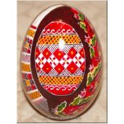 Ukrainian Pysanka Real Goose Egg — Poppy & Grain-Filled Oval Rushnyk