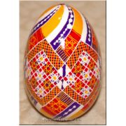 Ukrainian Pysanka Real Goose Egg — Purple Rushnyk & Daisy Lattice
