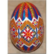 Ukrainian Pysanka Real Goose Egg — Blue Sky Star Medallion