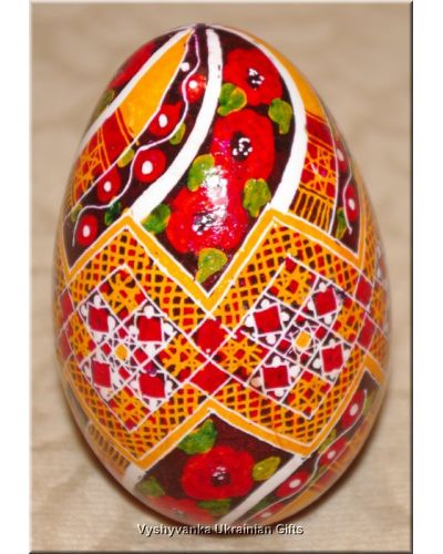 Ukrainian Hand Painted Easter Pysanka Real Goose Egg