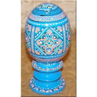 Ukrainian Hand Painted Big Wooden Egg Pysanka