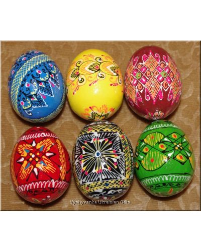 6 Hand Made Wood Pyszanki Eggs from Ukraine