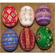 Half Dozen Hand Painted Wood Easter Eggs. Ukraine Egg Art