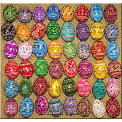 48 Wooden Hand Painted Pysanky Eggs. Ukraine. Wholesale