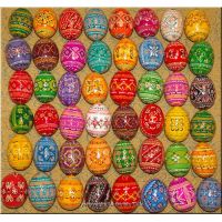 48 Wooden Hand Painted Pysanky Eggs. Wholesale