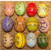 12 Handpainted Pastel Colors Wood Easter Eggs. Ukrainian Art Egg