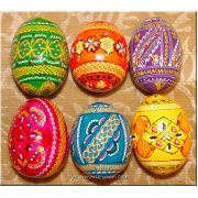 Half Dozen Hand Painted Wooden Pysanky Eggs