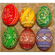 6 Hand Made Wood Pyszanki Eggs from Ukraine