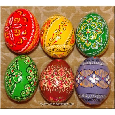 6 Hand Made Wood Pyszanki Eggs from Ukraine