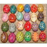 24 Hand Painted Wood Pysanky Ukrainian Egg Art