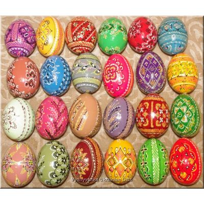 24 Hand Painted Wooden Pisanki. Ukraine Art Egg