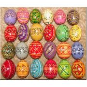 24 Hand Painted Wooden Pisanki Ukraine Egg Art