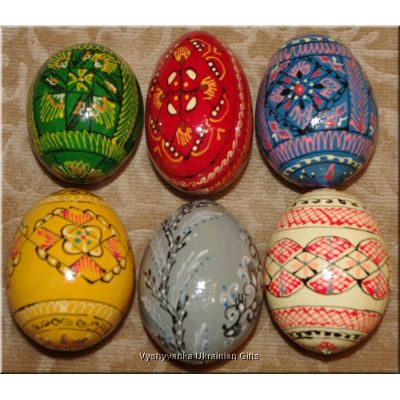 6 Hand Painted Wooden Pysanka Ukrainian Egg Art