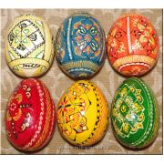 Half Dozen Hand Painted Wooden Pisanki Ukraine