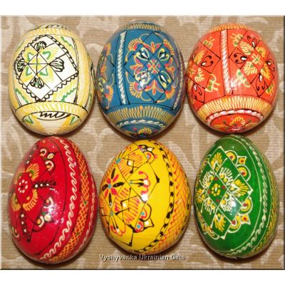 Half Dozen Hand Painted Wooden Pisanki Ukraine