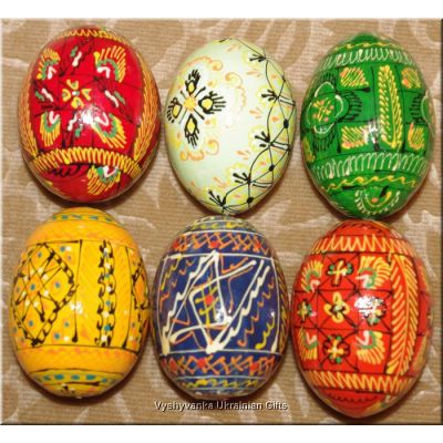 6 Wood Pysanky Eggs. Ukraine (ukrainian, egg, painted)