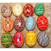 One Dozen Hand Painted Wooden Pysanky Easter Eggs