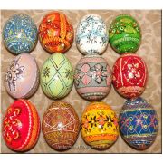 12 Hand Painted Wooden Pysanka Ukrainian Eggs