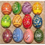 12 Handpainted Wooden Pysanky Eggs from Ukraina