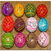 One Dozen Hand Painted Wood Pysanky Ukraine Art Egg
