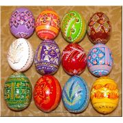 12 Hand Made Wood Pysanky Eggs from Ukraine
