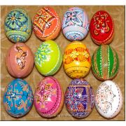 12 Handpainted Wood Easter Eggs. Ukrainian Art Egg