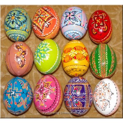 12 Handpainted Wood Easter Eggs. Ukrainian Art Egg