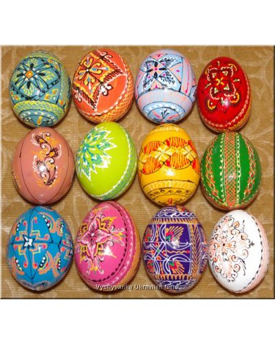 12 Handpainted Wood Easter Eggs. Ukrainian Art Egg