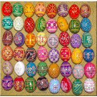 48 Wooden Hand Painted Pysanky Eggs. Wholesale