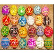 Two Dozen Hand Painted Wooden Easter Eggs Pysanky