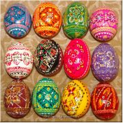 12 Hand Painted Wooden Pysanka Ukrainian Eggs