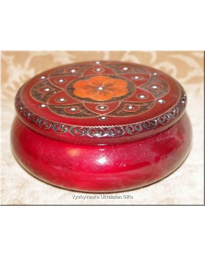 Wooden Hand Carved Inlaid Bowl Box from Poland