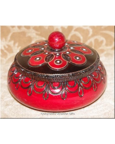 Wooden Hand Carved Inlaid Bowl Box from Poland