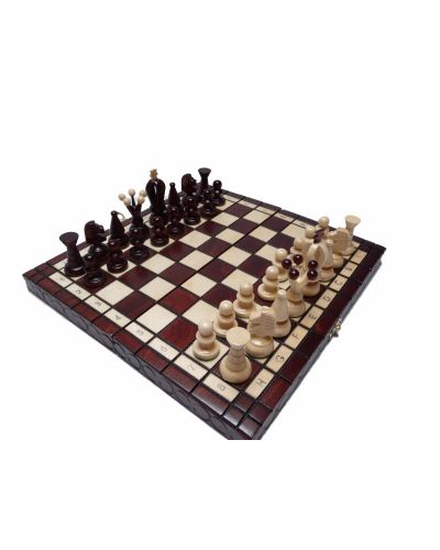 Polish Hand Carved Wooden Chess Set King's Small