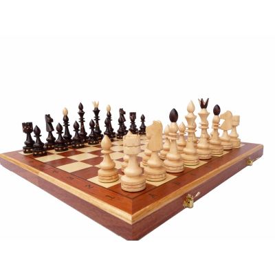 Hand Carved Wooden Chess Set - Indian Chess Inlay