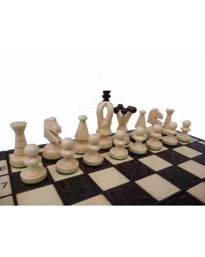 Carved Wooden Chess Set - King Small Burned