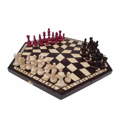 Wooden Large Chess Set for Three Players with Board