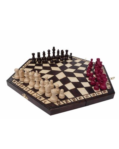 Wooden Medium Chess Set for Three Players with Board