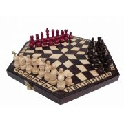 Wooden Small Chess Set for Three Players with Board