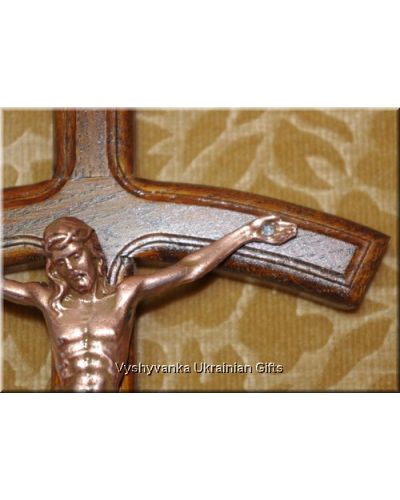 Ukrainian Carved Wooden Wall Cross Crucifix with JESUS