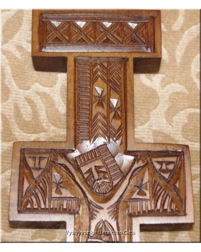 Hutsul Unique Ukrainian Wooden Hand Carved Cross