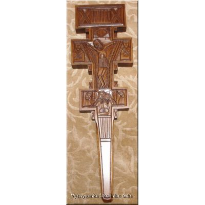 Unique Ukrainian Carved Wood HUTZUL Cross